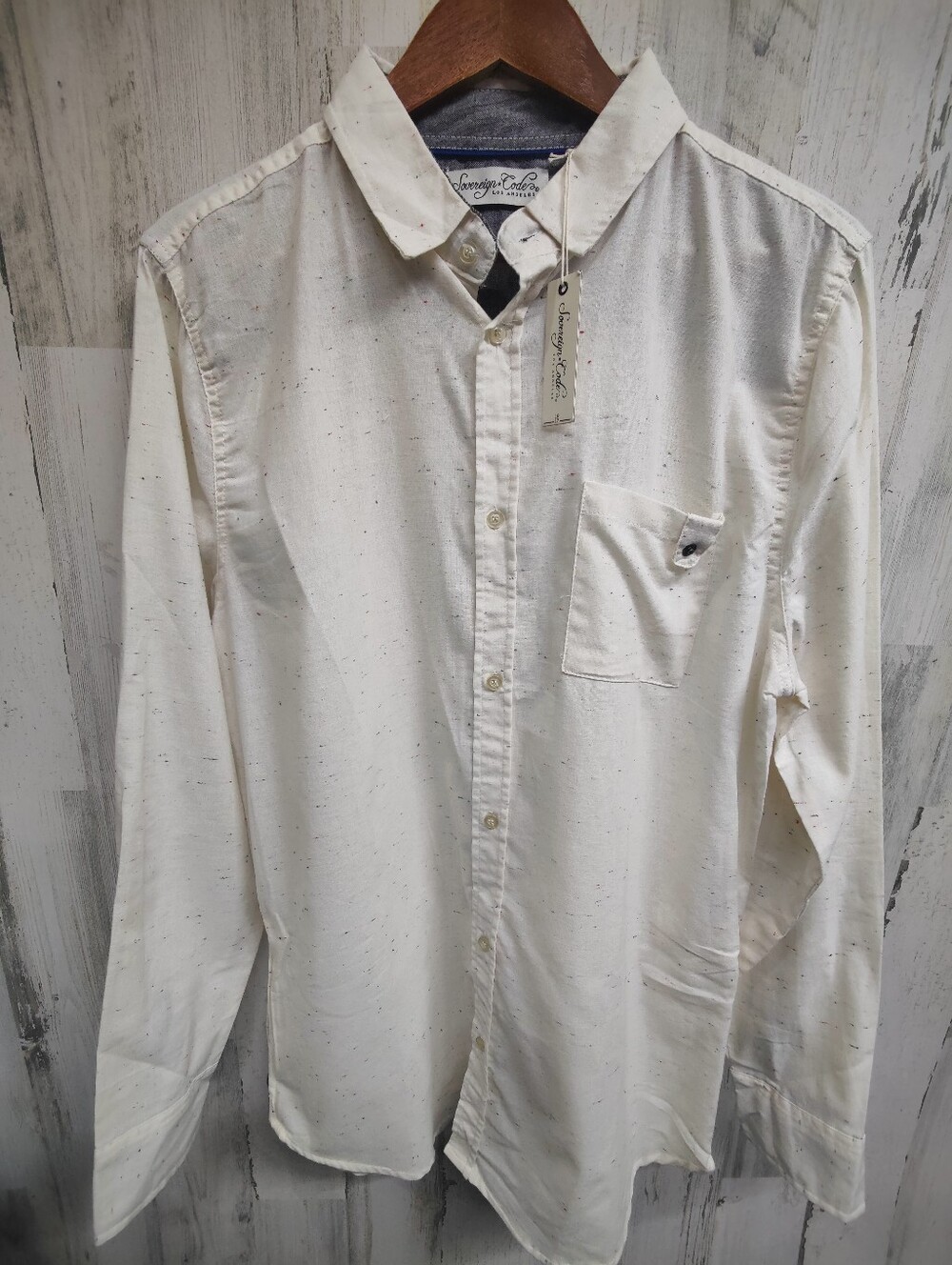 Sovereign Code LA Color Speckled Woven Button Up Shirt Men's LG Zip Sides NWT